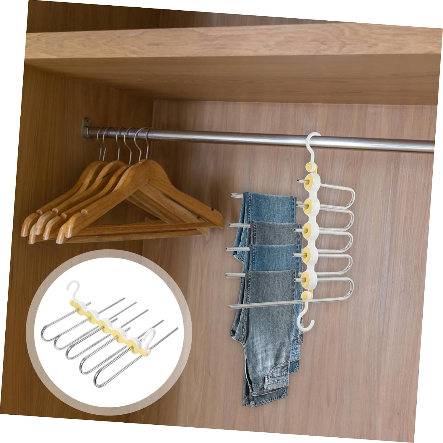 Stainless Steel Multi-Layer Pants Hanger Closet Organizer Space-Saving Hanger for Jeans