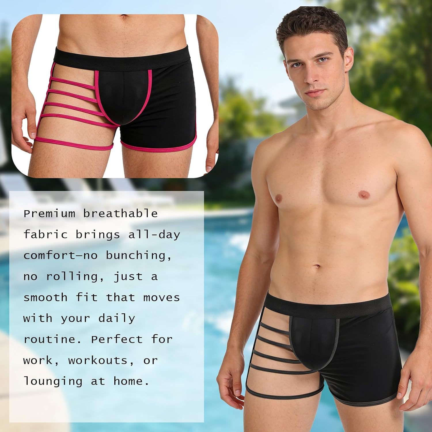 Men’s Strap Strappy Sheer Pouch Cutout Sissy Underwear