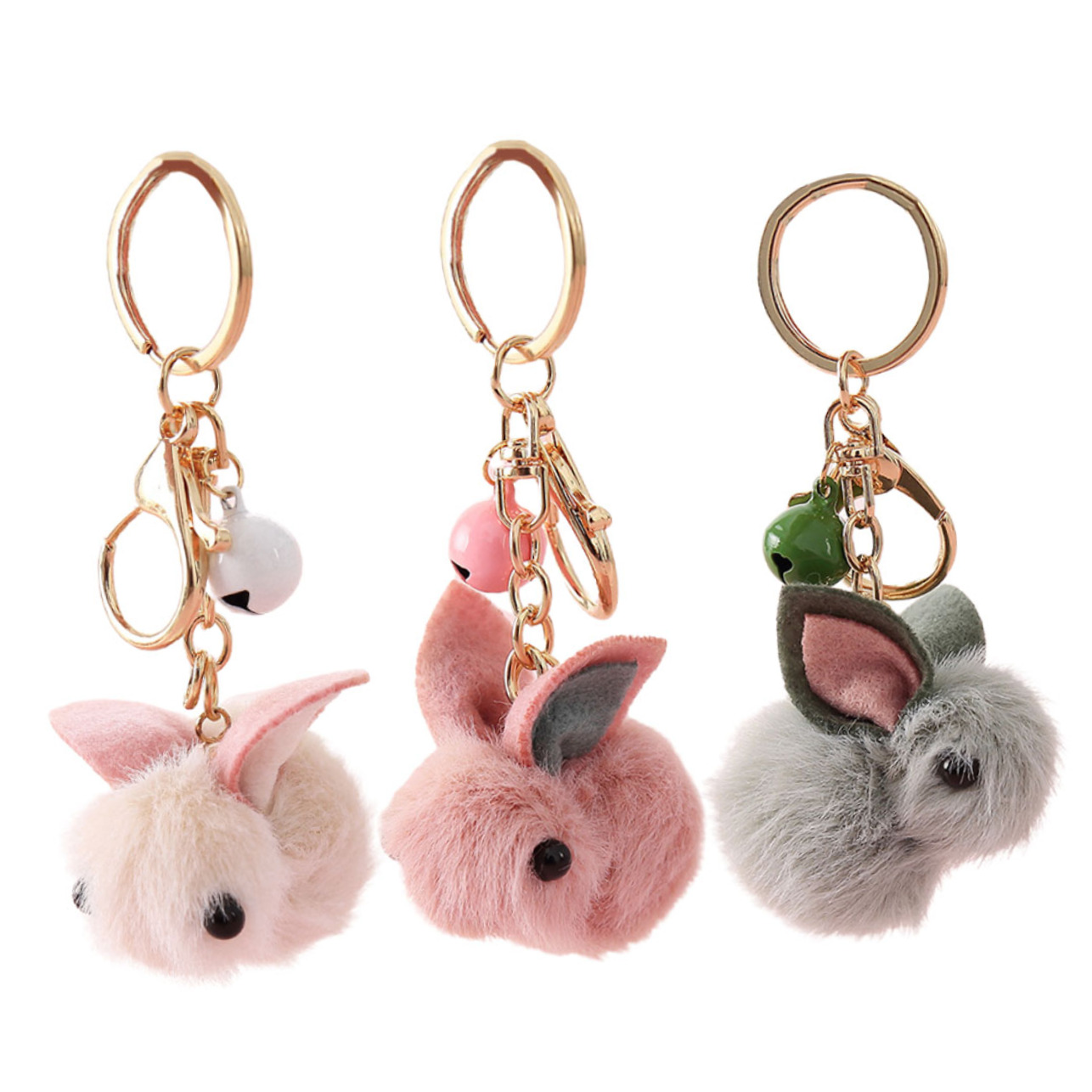 Amazon.co.jp: [LEDMOMO] 3個 ウサギのキーホルダー もこもこ