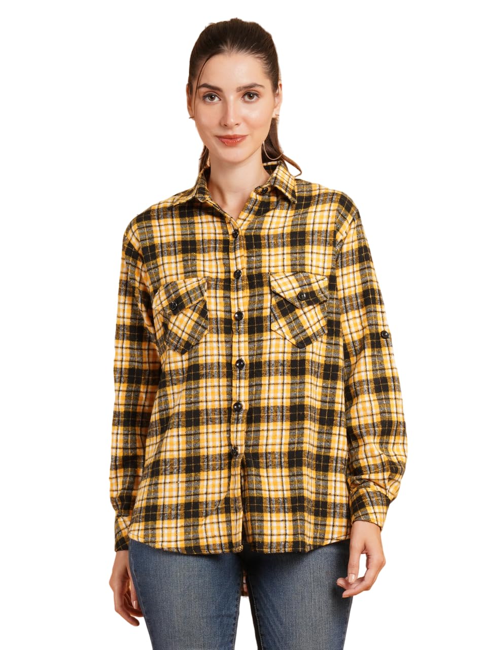 ARF ANGOORI FASHION Women Oversized Plaid Wool Shirt|Winter Wear Shirt for Women|Woolen Shirt for Women|Plus Size Shirt for Women|Formal Shirt| Women Shirt-picture-15