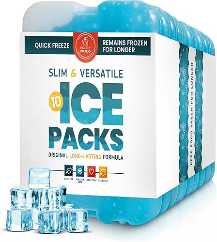 Healthy Packers Ice Packs for Lunch Boxes & Coolers - Freezer Packs - Original Cool Pack | Cooler Accessories for Beach, Camping & Fishing | Slim &