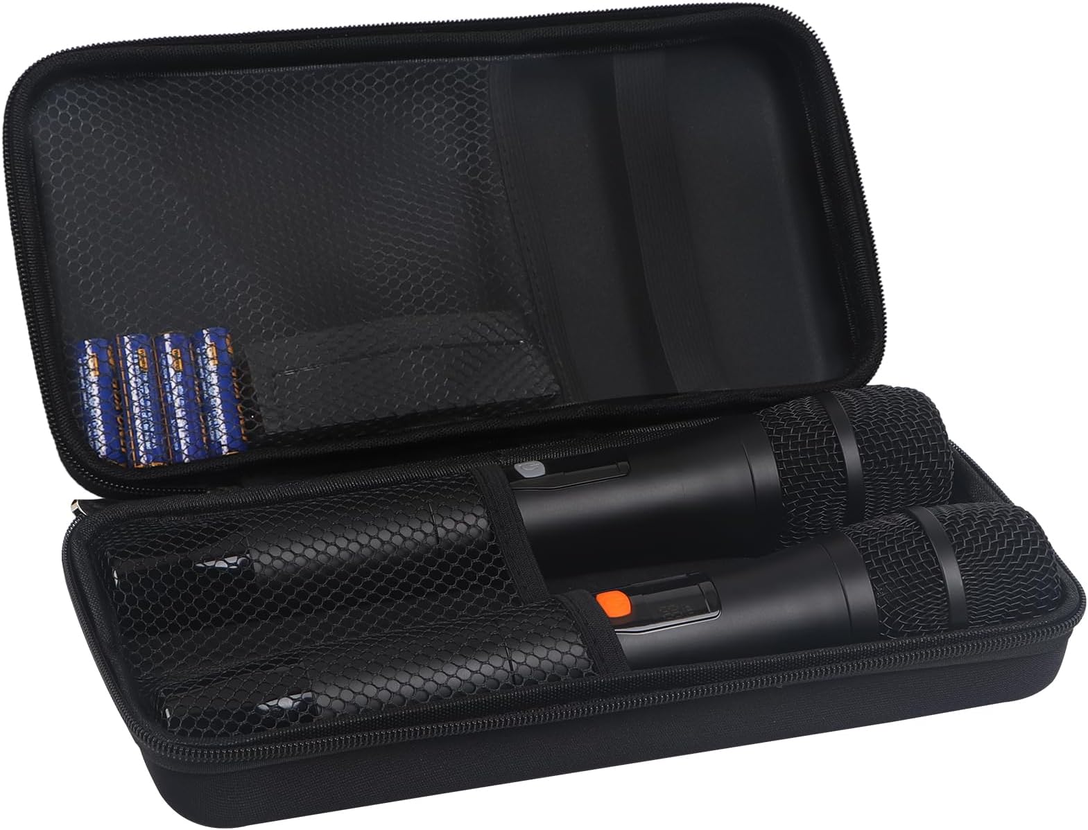 Kmise Microphone Case, Microphone Bag for 2 Wireless Microphones EVA Hard Dual Wireless Mic Storage Bag for Gigging and Travel(Case Only)