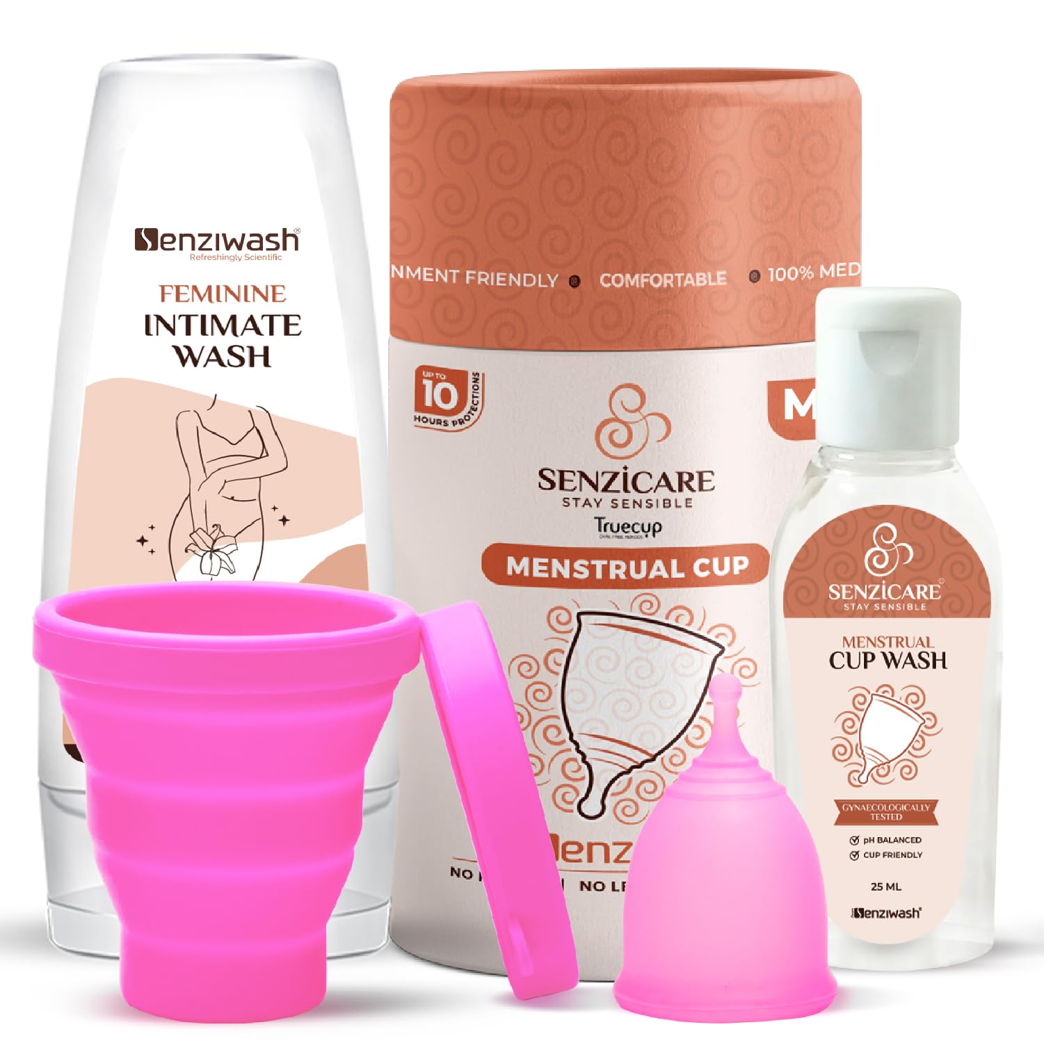 Senziwash Combo Pack | Reusable Menstrual Cup Medium Size, Sterilizer Cup, Intimate Wash (100ml) & Cup Wash (25ml) (Medium Cup Combokit ) | Hygienic & Comfortable Period cup | 100% Medical Grade Silicone | FDA Approved-image-9