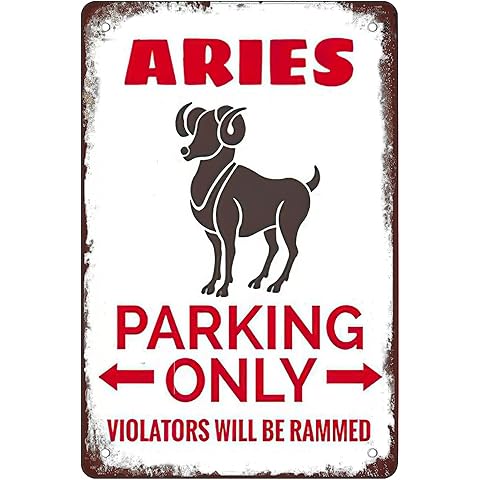 Retro Funny Metal Sign Aries Parking outdoor Home Wall Decoration (Aluminum) 12 x 8 inches