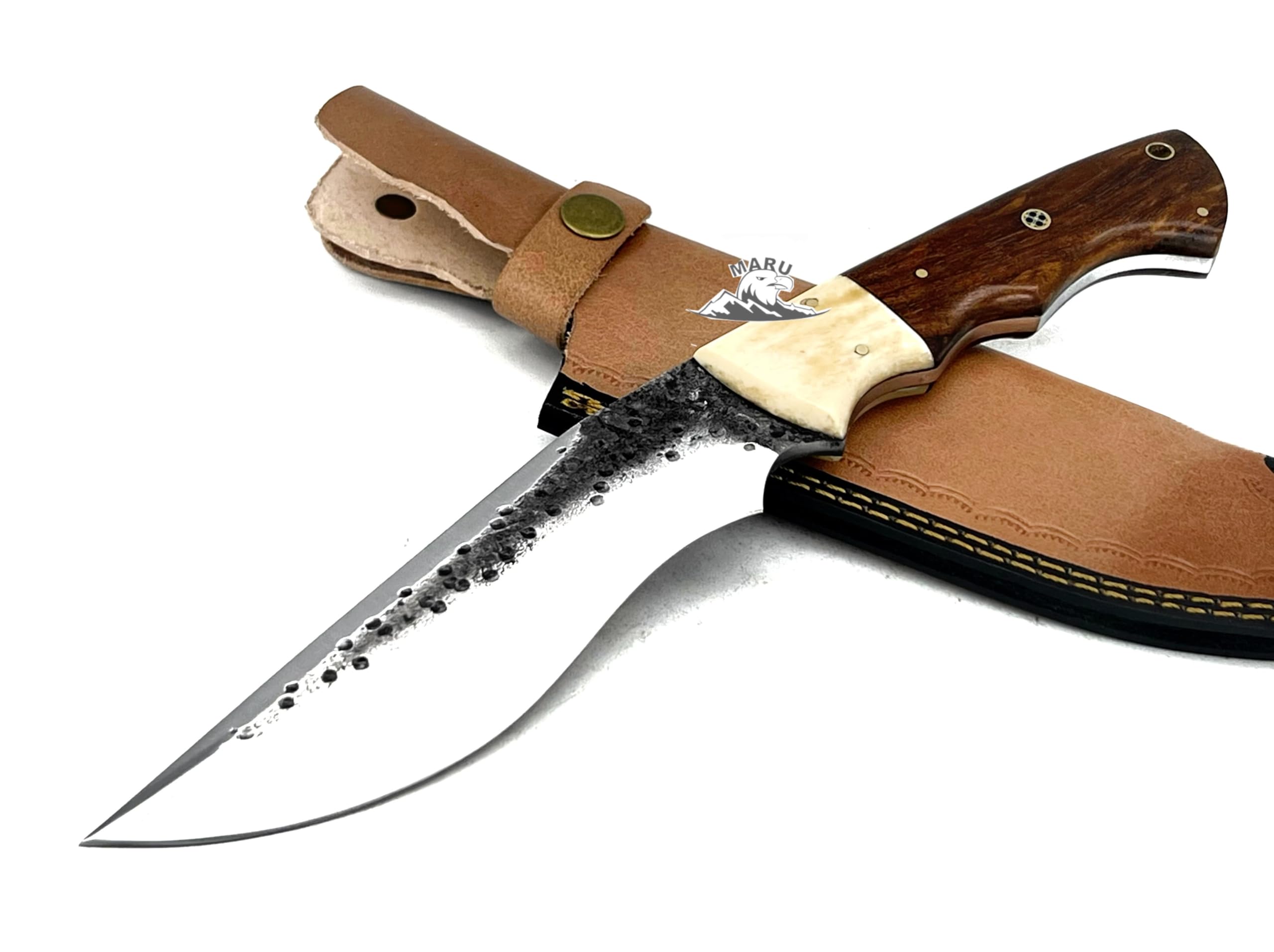 Coltello Artigianale in Acciaio Balestra Forgiato A Mano Manico Legno Lama Fissa-Coltello da Caccia Coltello da Collezione Coltello BUSHCRAFT
