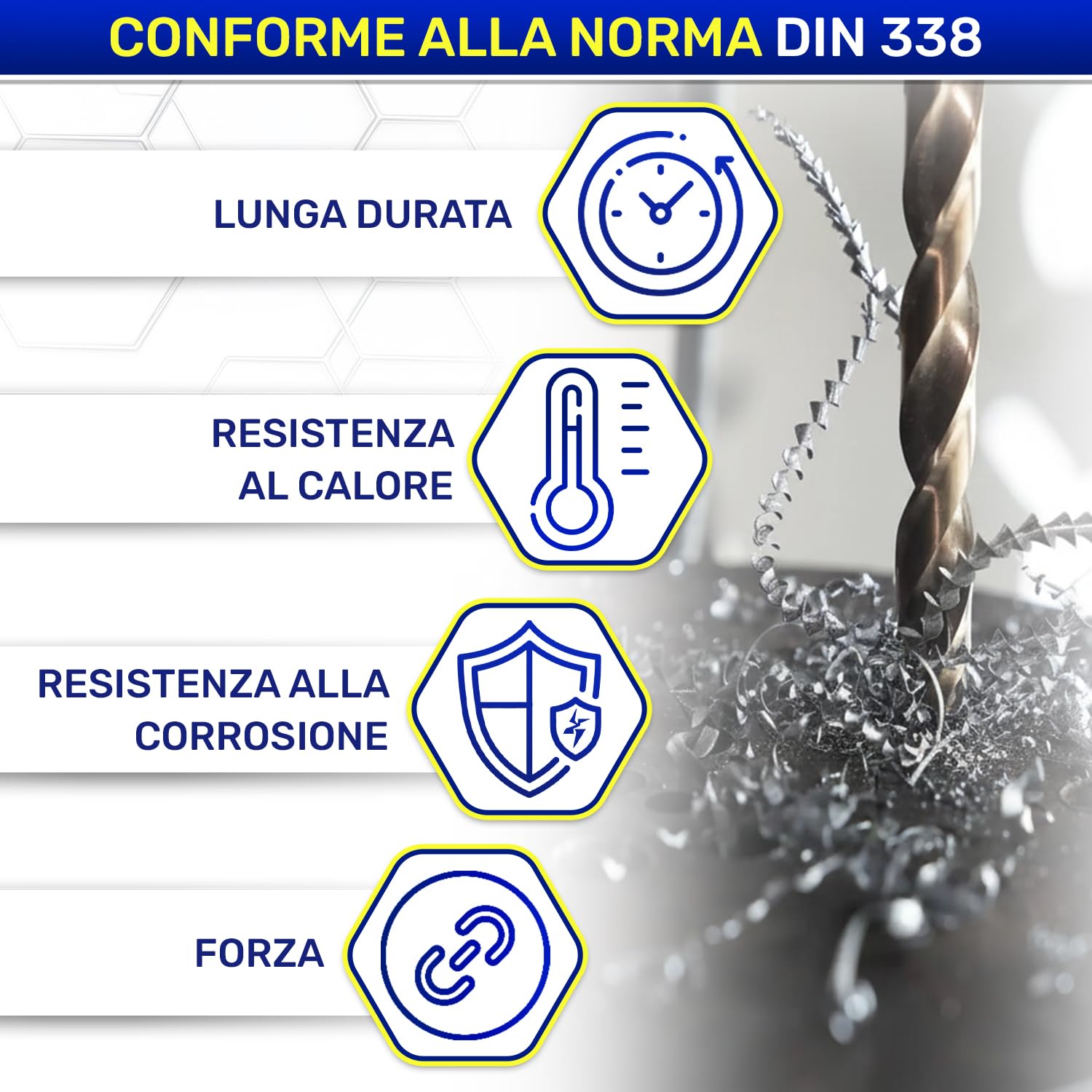 HSS Punta Trapano Metallo Professionali Ø 8,5 mm 240 mm in Acciaio Legato Temprato M2 - Punta Trapano Ferro Professionali Utilizzata per Ferro Acciaio Metalli Non Ferrosi - MONTERAL