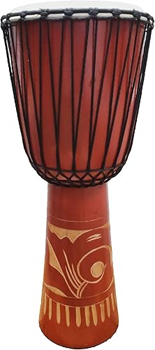 Miniatura 63 de Djembe Drum Carved Bongo música de inspiración africana también una idea única para regalar. Carver Abstract Elephant Giraffe Turtle.