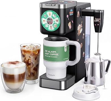 Tastyle BrewKit Single Serve Coffee Maker with Frother for KCup & Ground