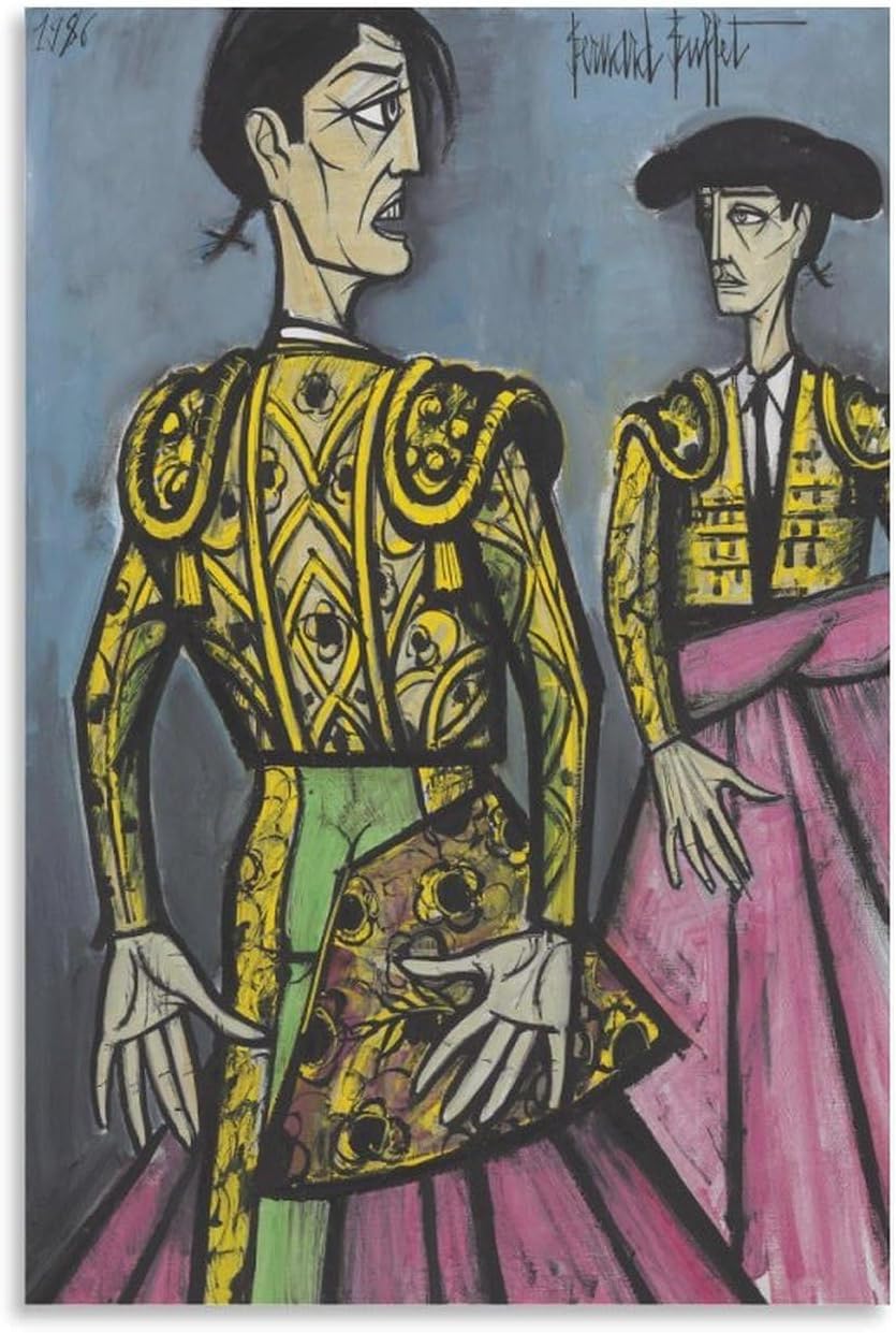 Rikin Liuff Two Bullfighters by Bernard Canvas Poster Wall Art 40x60cm Frameless