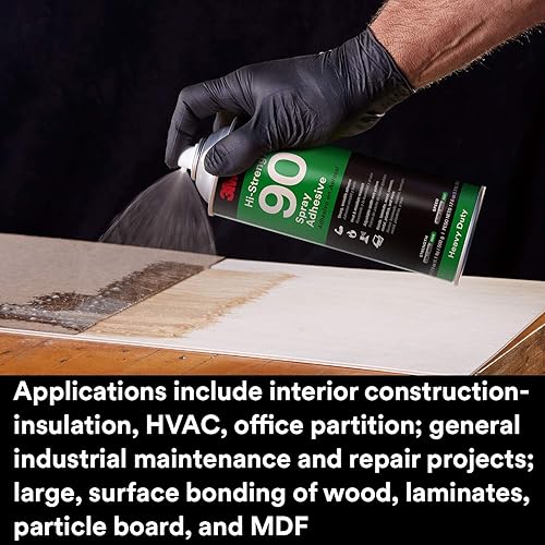 Miniatura 5 de 3M Adhesivo en aerosol de alta resistencia 90, permanente, laminado de enlaces, madera, hormigón, metal, plástico, pegamento transparente, peso neto