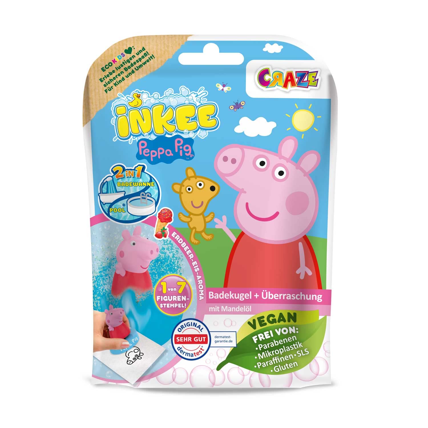 INKEE Bombe da Bagno Bambini Peppa Pig, Bombe da Bagno con Sorpresa per Vasca da Bagno, Giochi da Bagno, Blu e Rosso, 1 Unità (Confezione da 1)