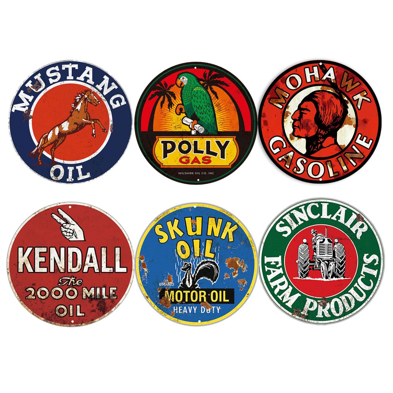Amazon.com: 6 Pieces Round Vintage Style Metal Signs, Gas Oil