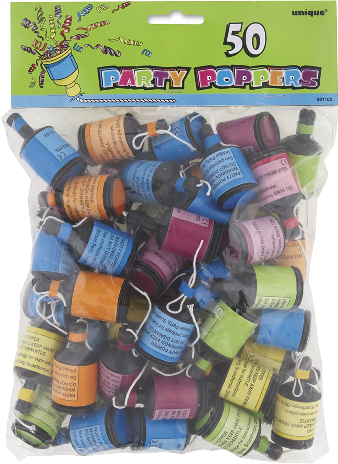 Holographic Party Poppers I Birthday I Wedding I Baby Shower I Engagement (50 x Multicolored) — image 1
