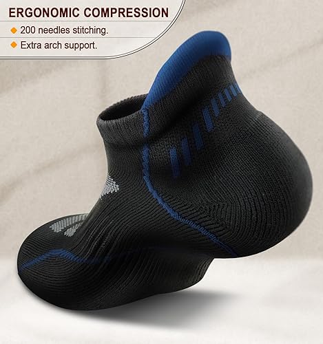 Miniatura 3 de KEMISANT Calcetines de Correr para Hombre 6 Pares - Calcetines de Tobillo de Compresión Atlética Acolchados para Hombre para Caminar - Soporte de