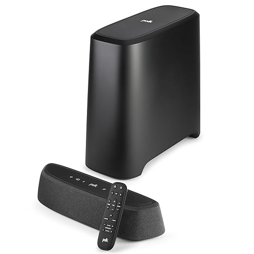 Polk Audio MagniFi Mini AX Sound Bar with Wireless Subwoofer, Dolby Atmos and DTS:X Certified, Polk's Patented VoiceAdjust & SDA Technologies, Ultra-Compact Design, Easy Setup, Black