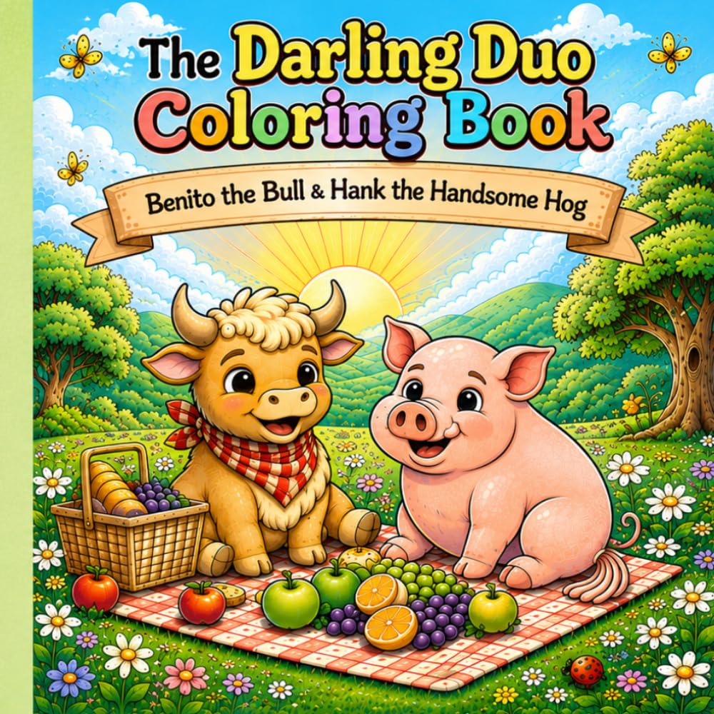 The Darling Duo Coloring Book: Benito the baby bull & Hank the handsome hog