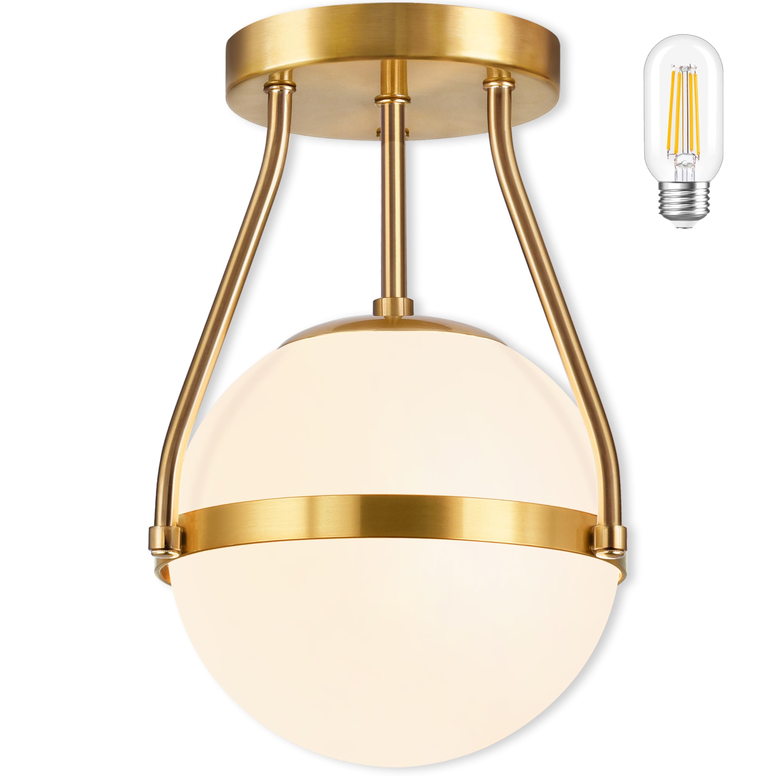 Mid-Century Modern Globe Semi Flush Mount Ceiling Light Fixture Gold Globe Ceiling Light Fixture Globe Ceiling Lamp Flush Mount-picture-28