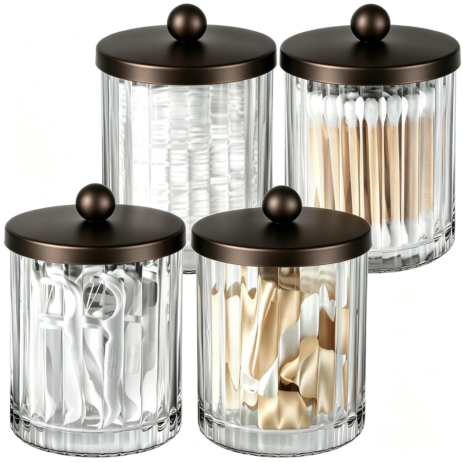 Amber Glass Jars - Qtip Holder for Bathroom -9 Amber Glass Jars - Qtip Holder for Bathroom -9