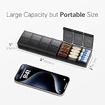 Barhon Pill Organizer Large, Weekly Pill Organizer Pill Box, Medicine Pill Organizer Travel, 7 Day Pill Case for Big Vitamin Supplements Fish Oil, Black