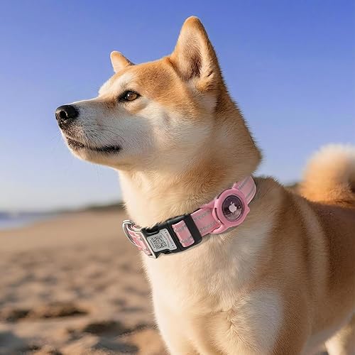 Miniatura 47 de Collar para perro Airtag con código QR, collar reflectante con soporte para Airtag, acolchado suave y hebilla de bloqueo de seguridad, collar Negro