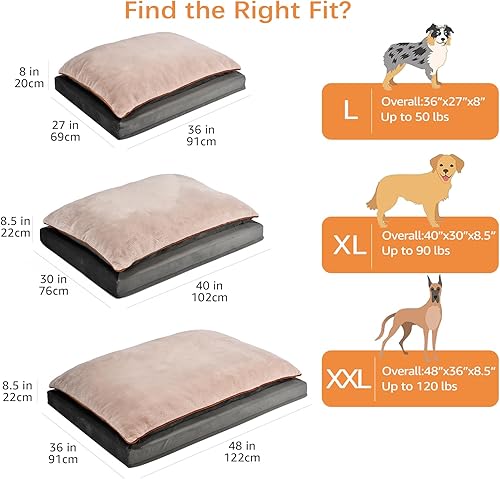 Miniatura 2 de Tienda Basics Cama para perros con espuma viscoelástica de gel refrescante, soporte de alivio de presión para perros de hasta 50 libras, parte