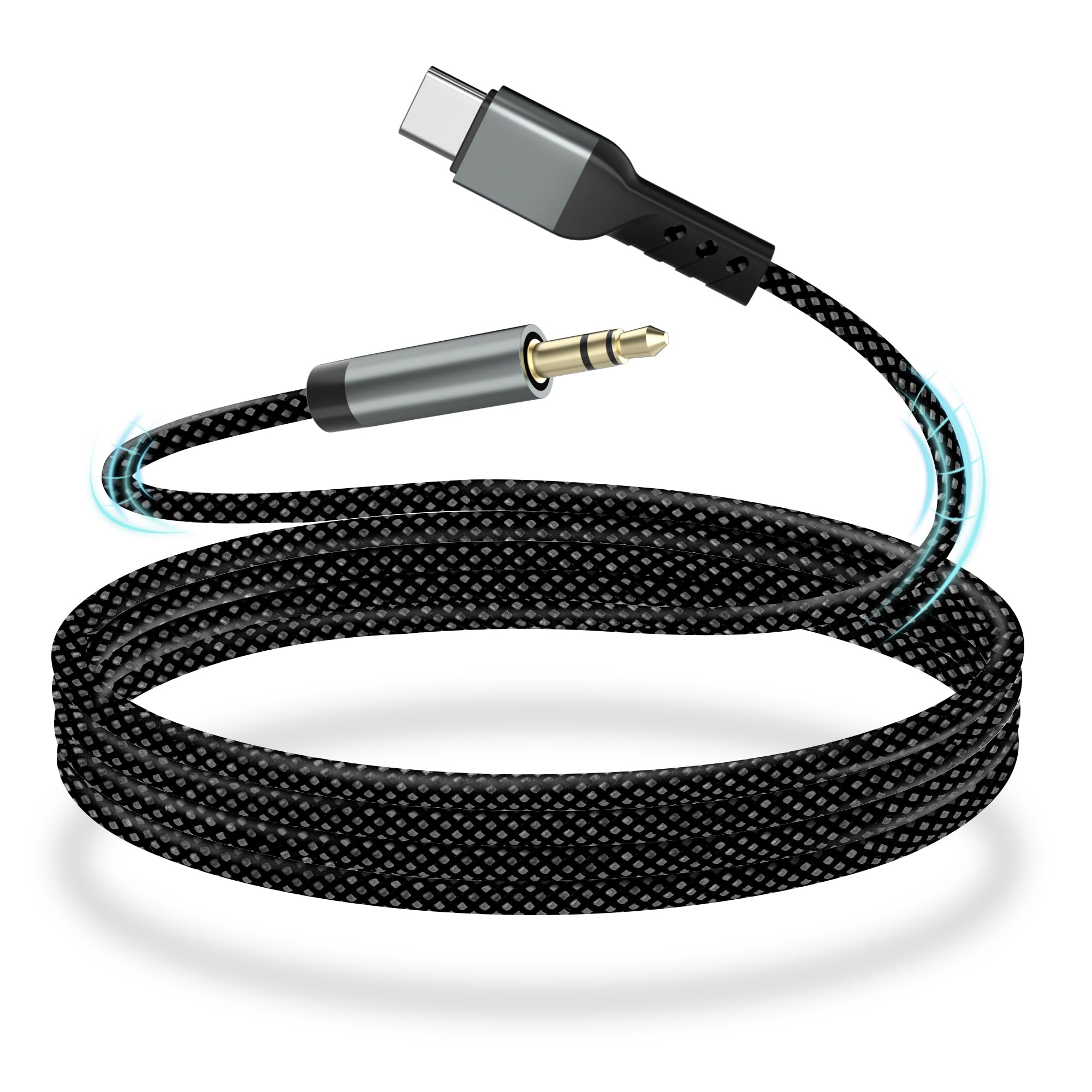 YISH Kabel Aux USB C 1M: kabel USB C na 3,5 mm Aux Jack, kabel typu C na 3,5 mm Audio Nylon z chipem DAC kompatybilny z iPhone 17 Pro/16 Pro Max, Samsung Galaxy S25/S24/S23, Ultra Audio, do samochodów