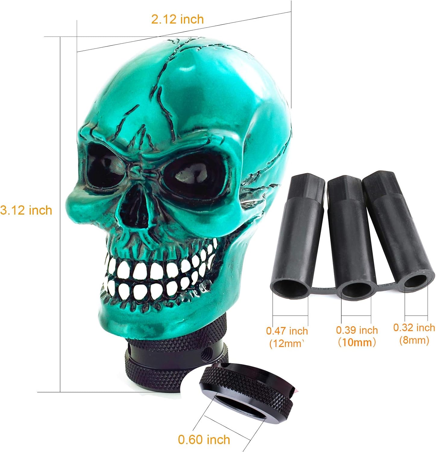 Car Shifter Knobs Racing Gear Lever Skull Head Manual Shift Stick Handle Fit Most Auto Manual Vehicles, Blue