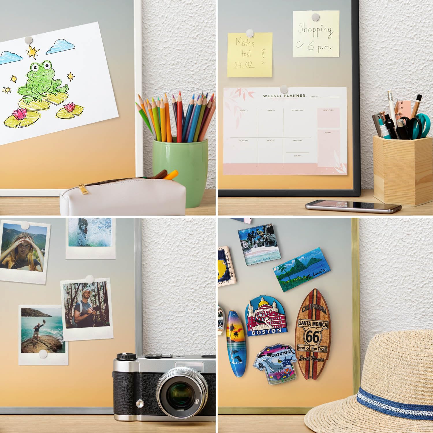 Büro-Magnettafel 60x40 cm | Schwarzer Rahmen | Pastellfarbener Farbverlauf