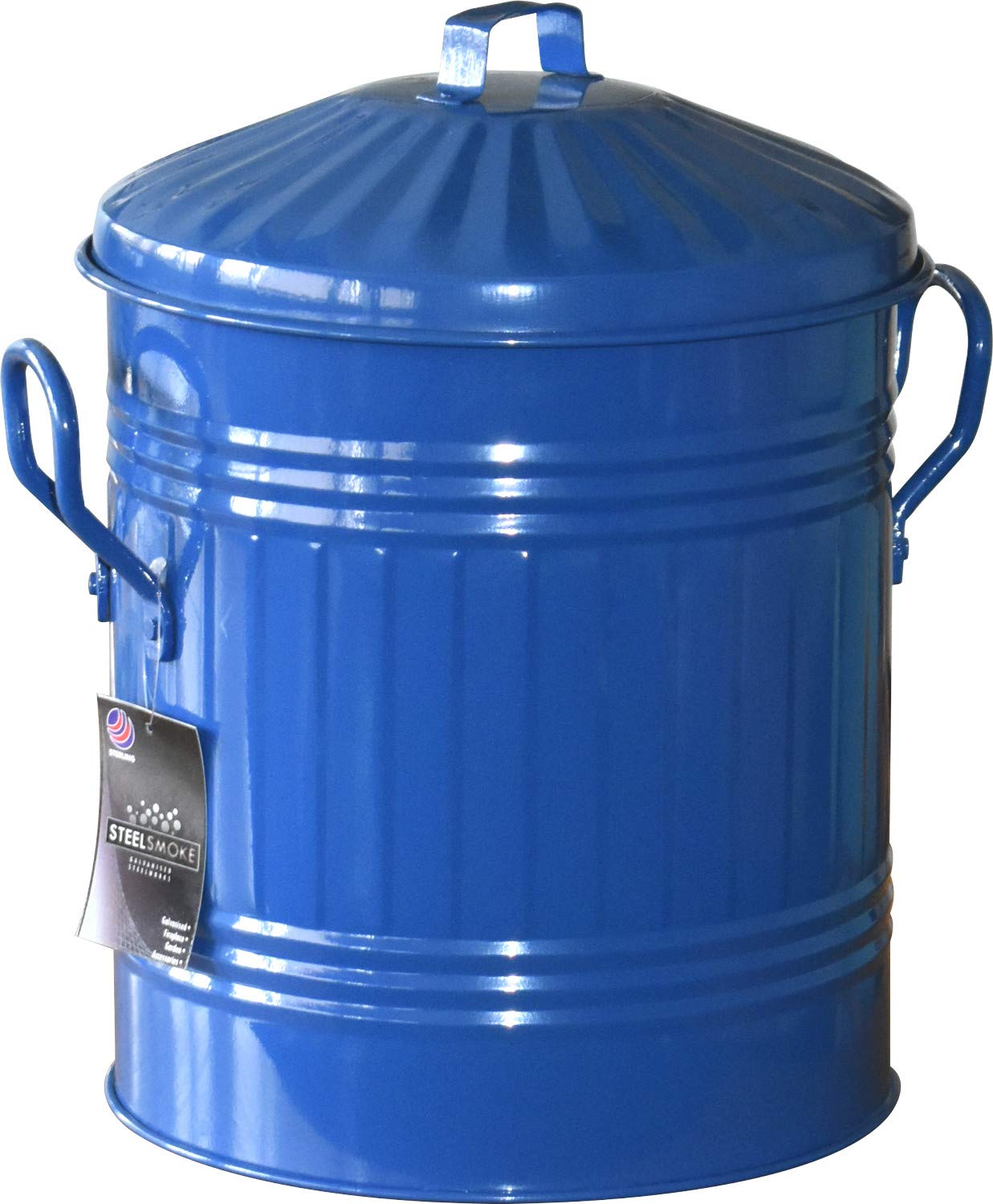 Sterling Ventures 13L Mini Coloured Metal Dust Bin with Lid Recycling Waste Rubbish (Blue)