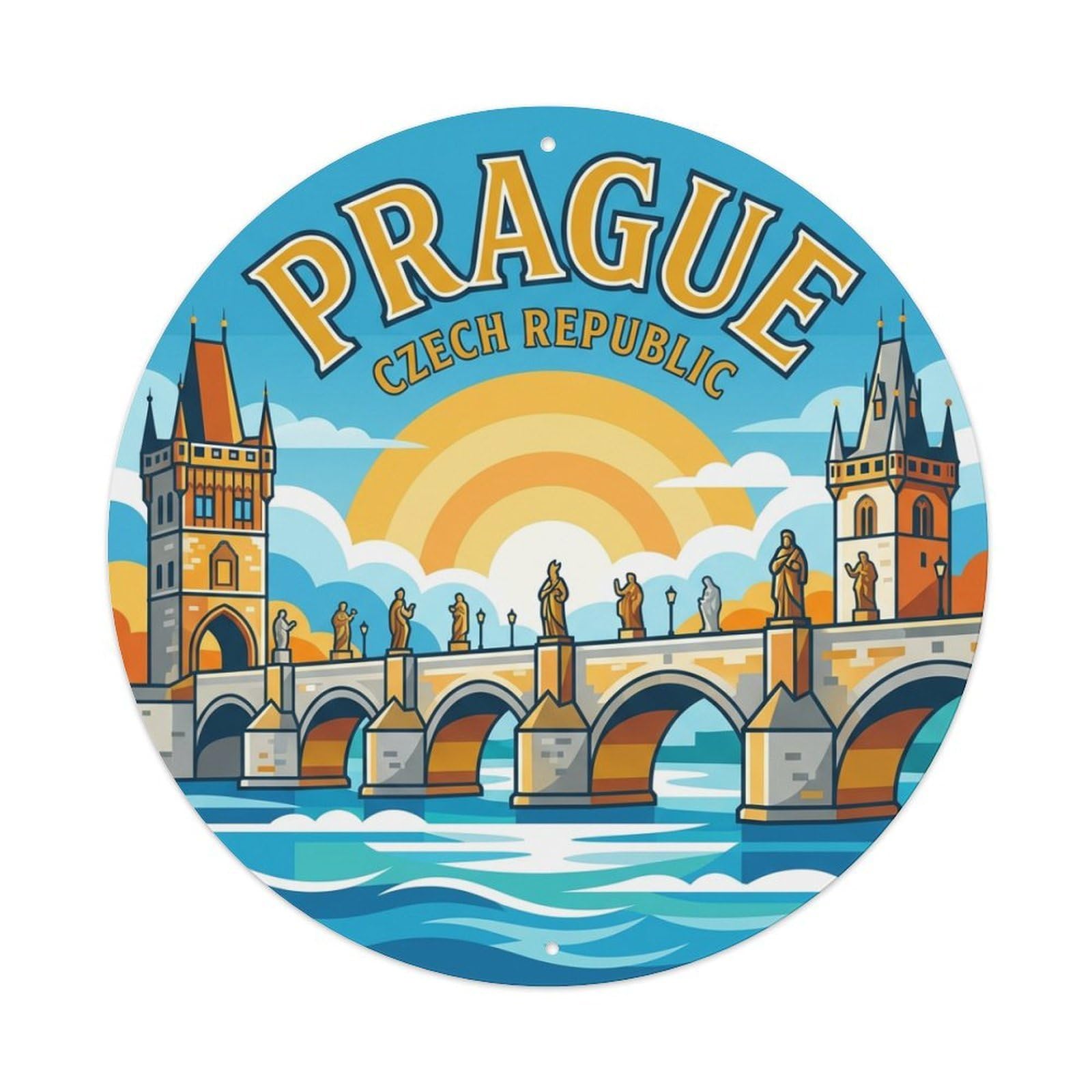 Galvaxio Style Vintage Travel Czech Prague Metal Tin Sign