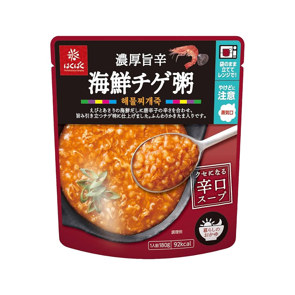 Amazon.co.jp: はくばく 濃厚旨辛海鮮チゲ粥 180g : 食品・飲料