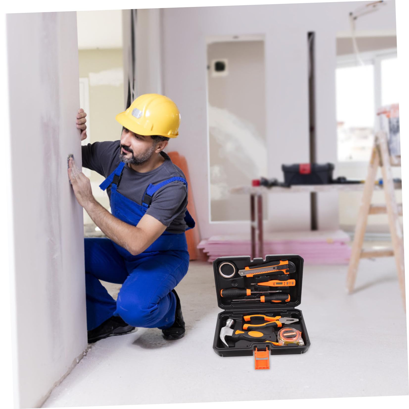 Veemoon Kit de Herramientas Manuales para Reparaciones del Hogar de 8 Piezas con Caja Organizadora, Material Abs y Acero al Carbono, Adecuado para Proyectos de Bricolaje en Casa