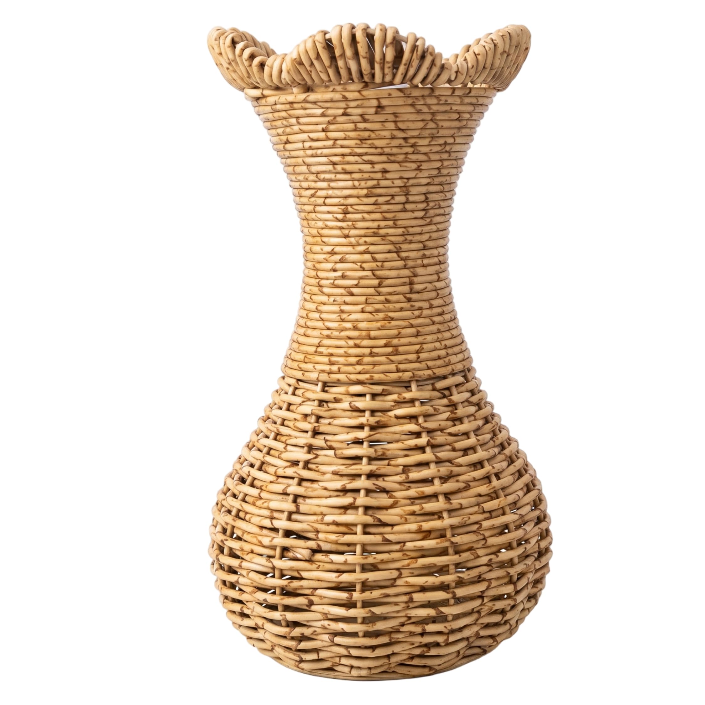 Monwssoe Rattan Vase, Wicker Flower Vase, Hand-woven Rattan With Stable Base, Nordic Style Decorative Basket - Khaki, 3.54 Inch