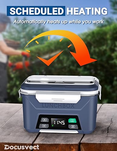 Miniatura 3 de Lonchera térmica recargable para hombres, lonchera eléctrica inalámbrica de 1.3L para adultos con calefacción programada inteligente, calentador de