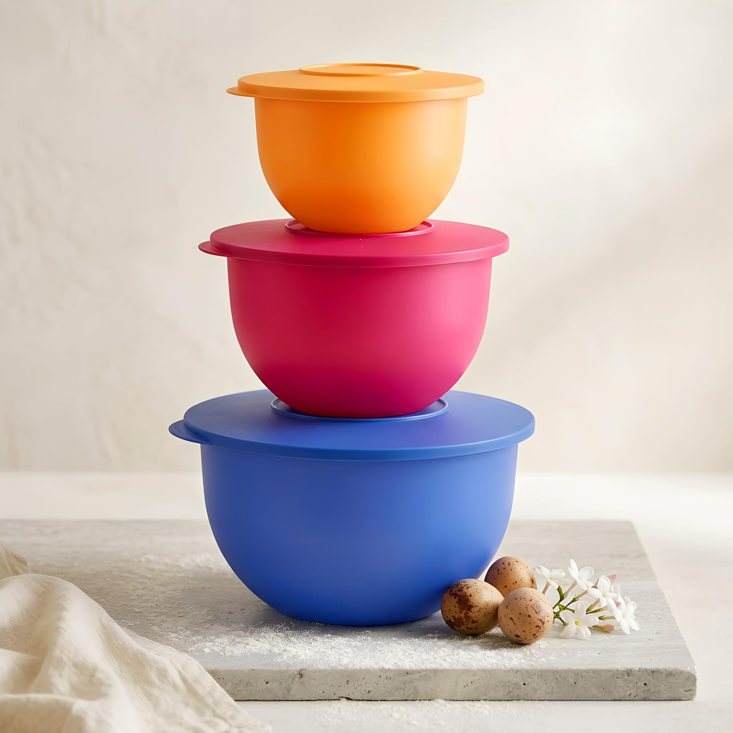 Tupperware Set di 6 ciotole classiche, 3+3 coperchi, lavabili in lavastoviglie, senza BPA, contenitori ermetici per alimenti a prova di perdite, per frigorifero e dispensa