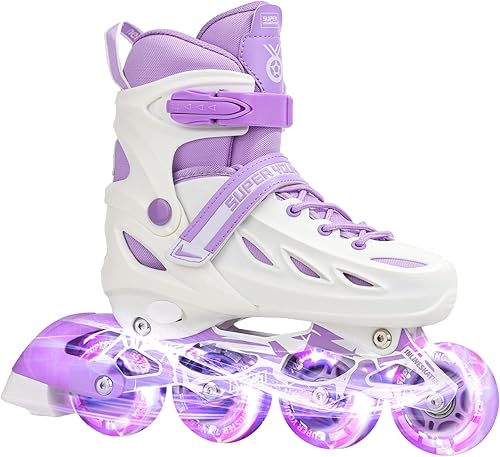 Miniatura 12 de Patines en línea ajustables para niños y niñas de 4 a 12 años con ruedas iluminadas, patines en línea para niños y niñas principiantes para interior