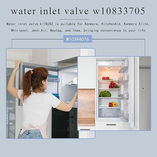 Miniatura 3 de Válvula de entrada de agua para refrigerador W10394076 K-78282 Reemplaza W10833705 W10865826 válvula de entrada de agua compatible con Whirlpool