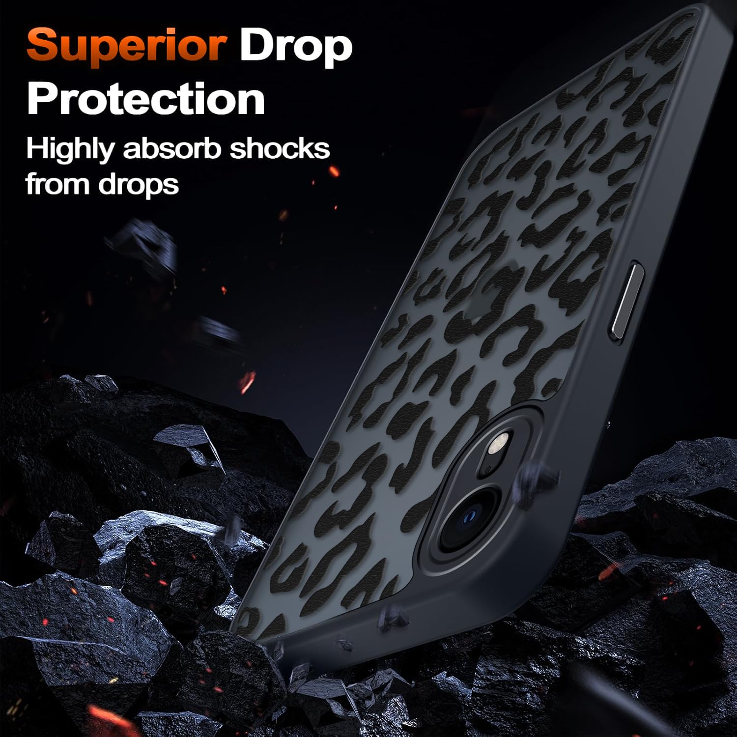 Coqinen Cover per iPhone XR, Custodia Traslucida Opaca Case con Moda Leopardata Aesthetic Motivo, Sottile Antiurto PC + TPU Bumper Protettiva, Nero