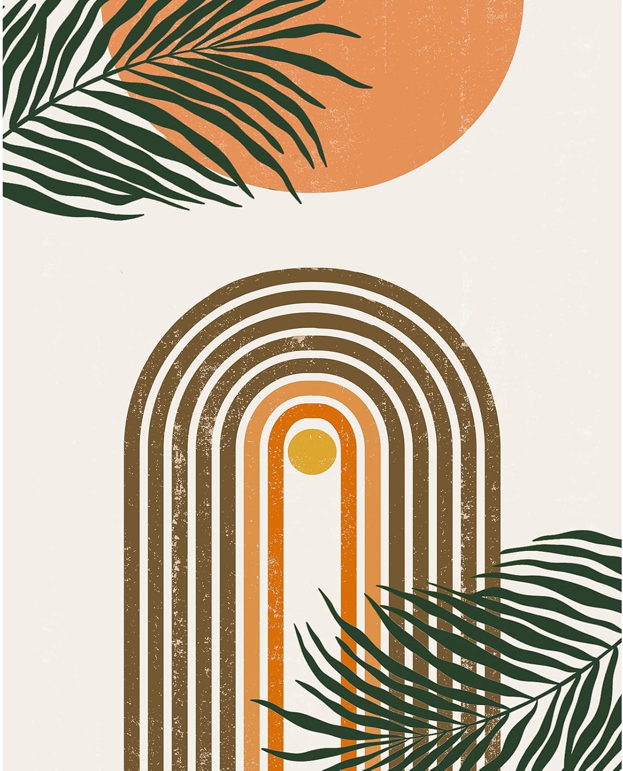 ( 2 pack) Nordics Boho Painting Tropical Green Leaves Paint by Number Kits Adult 16 x 20 inch Canvas DIY Rainbow Sun Oil Painting for Kids Adults Beginner with Brushes and Acrylic Abstract Art(Without Frame 16''Wx20'H(Without Frame) Artwork-01