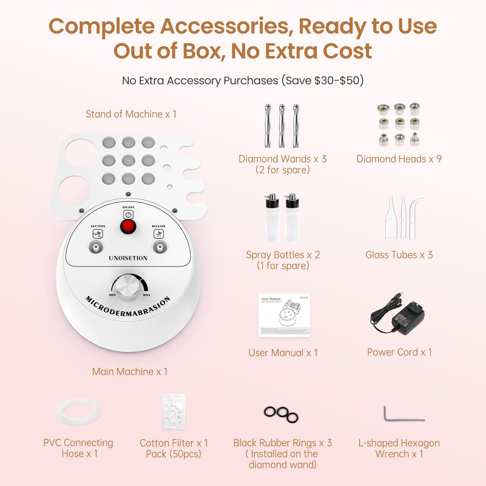 UNOISETION Diamond Microdermabrasion Machine Professional, 3 in 1 Dermabrasion Facial Peeling Skin Care Device for Salon Personal Home Use