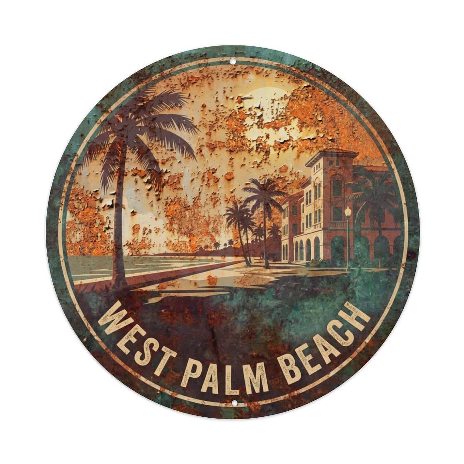 Tgrcjimh Style Metal Tin Sign Usa Vintage Travel West Palm Beach
