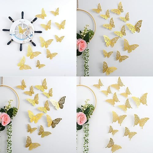 Miniatura 8 de Decoración de pared de mariposa 3D, mariposas, bricolaje, calcomanías de arte de pared para dormitorio, guardería, decoración extraíble, murales de