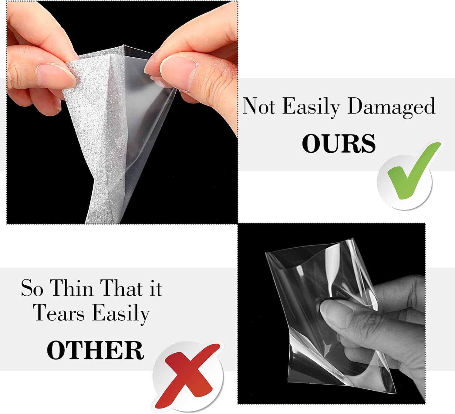 Amabro 100PCS Card Sleeves, Penny Sleeves Bling Silver Trading Card Protector Sleeve Transparent Standard Card Sleeves