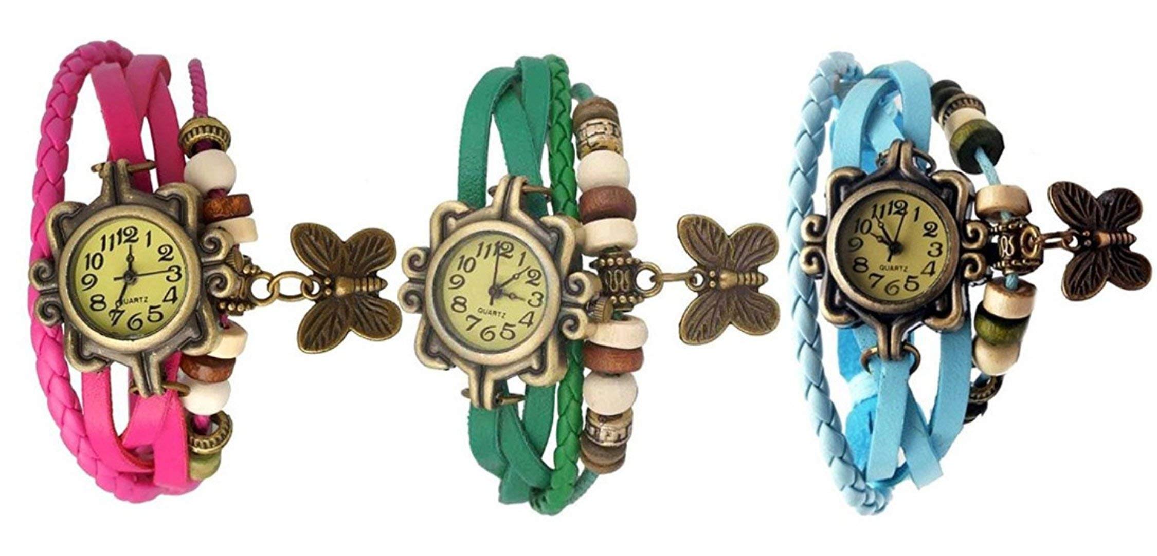 ITHANO Vintage Bracelet Watch for Women -Combo of 3 Watches Pink Green LIGHTBLUE (B08K7G3SDM) Amazon Price History, Amazon Price Tracker