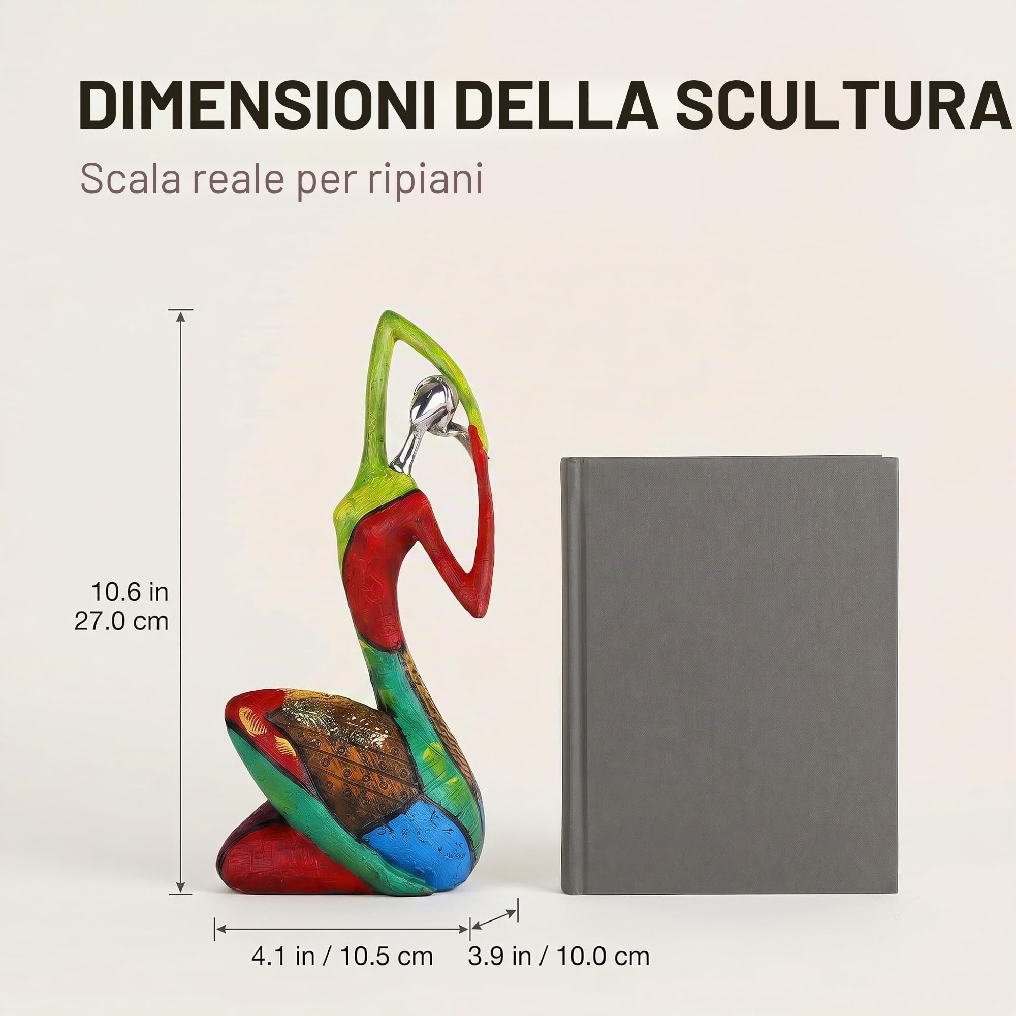suruim Scultura di donna di arte astratta, statua colorata con personaggio yoga, per decorazione moderna della casa, statuetta fatta a mano con design espressivo, dipinto a mano, statua di donna (C)