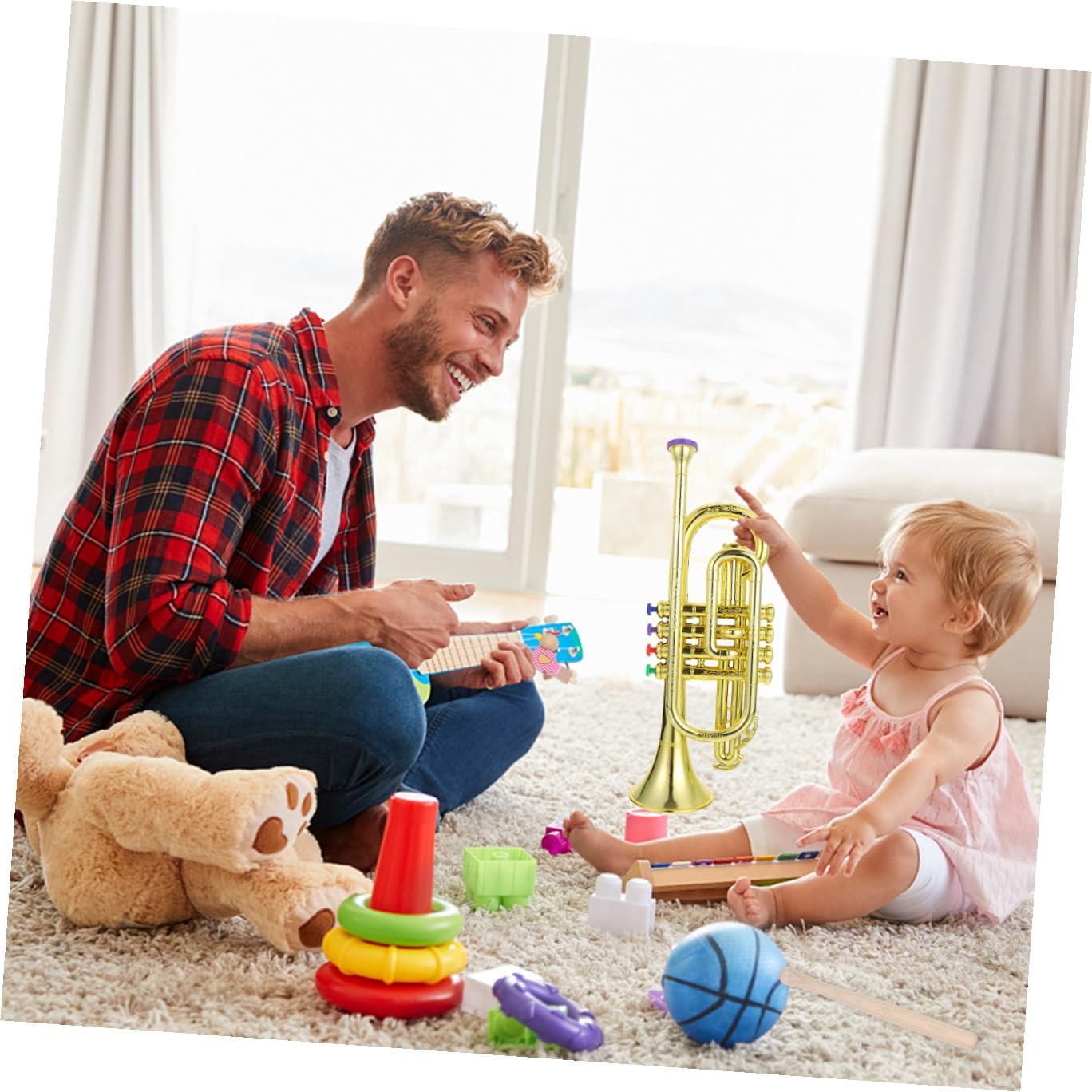 1pc Simulation Trumpet with Four Tones Music Fake Trumpet Model for Kids