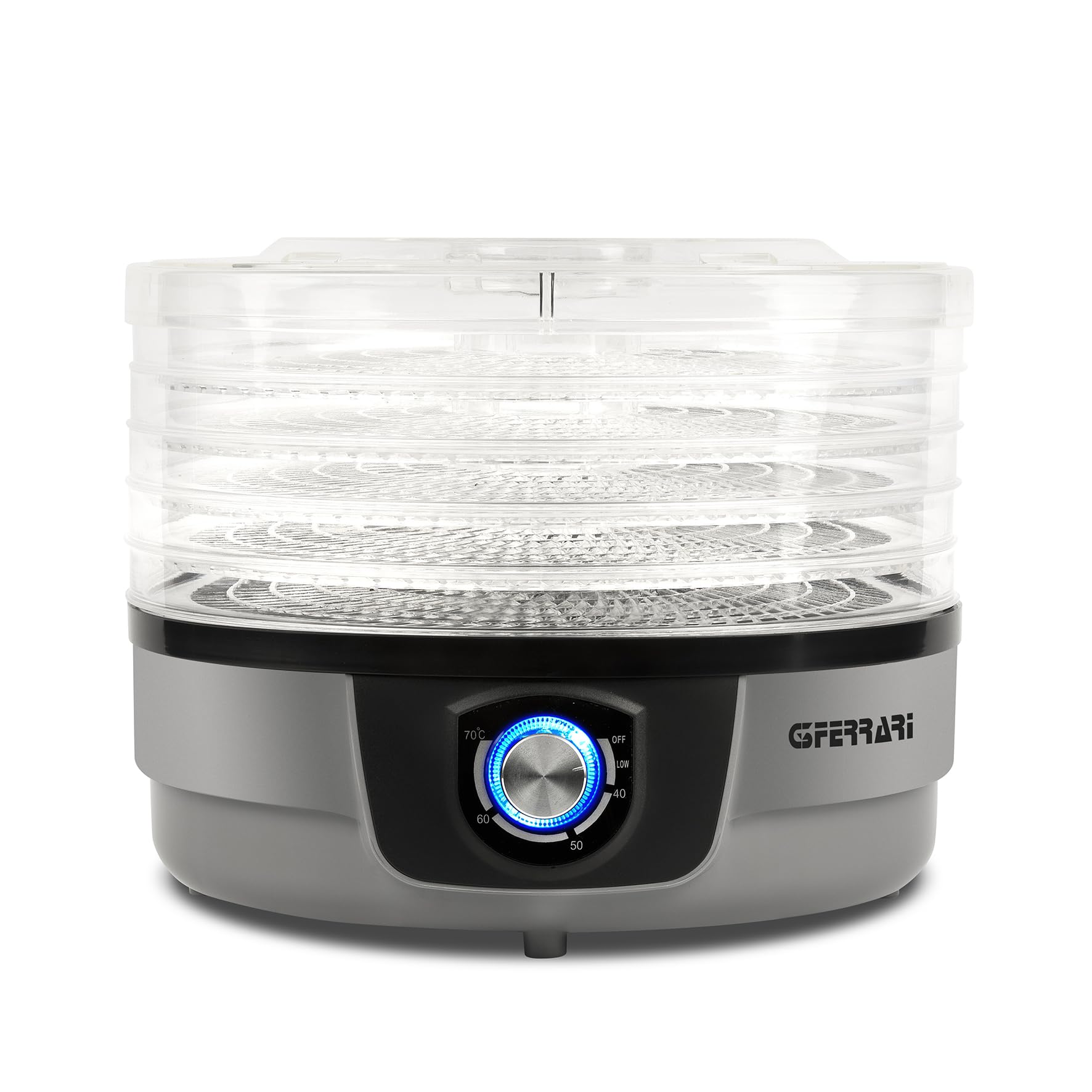 G3 Ferrari G10197 Essiccatore Conservo, 250W, Disidratatore, 5 Vassoi Rotanti removibili, Temperatura Regolabile, Vassoi BPA free, Facile pulizia, Altezza regolabile