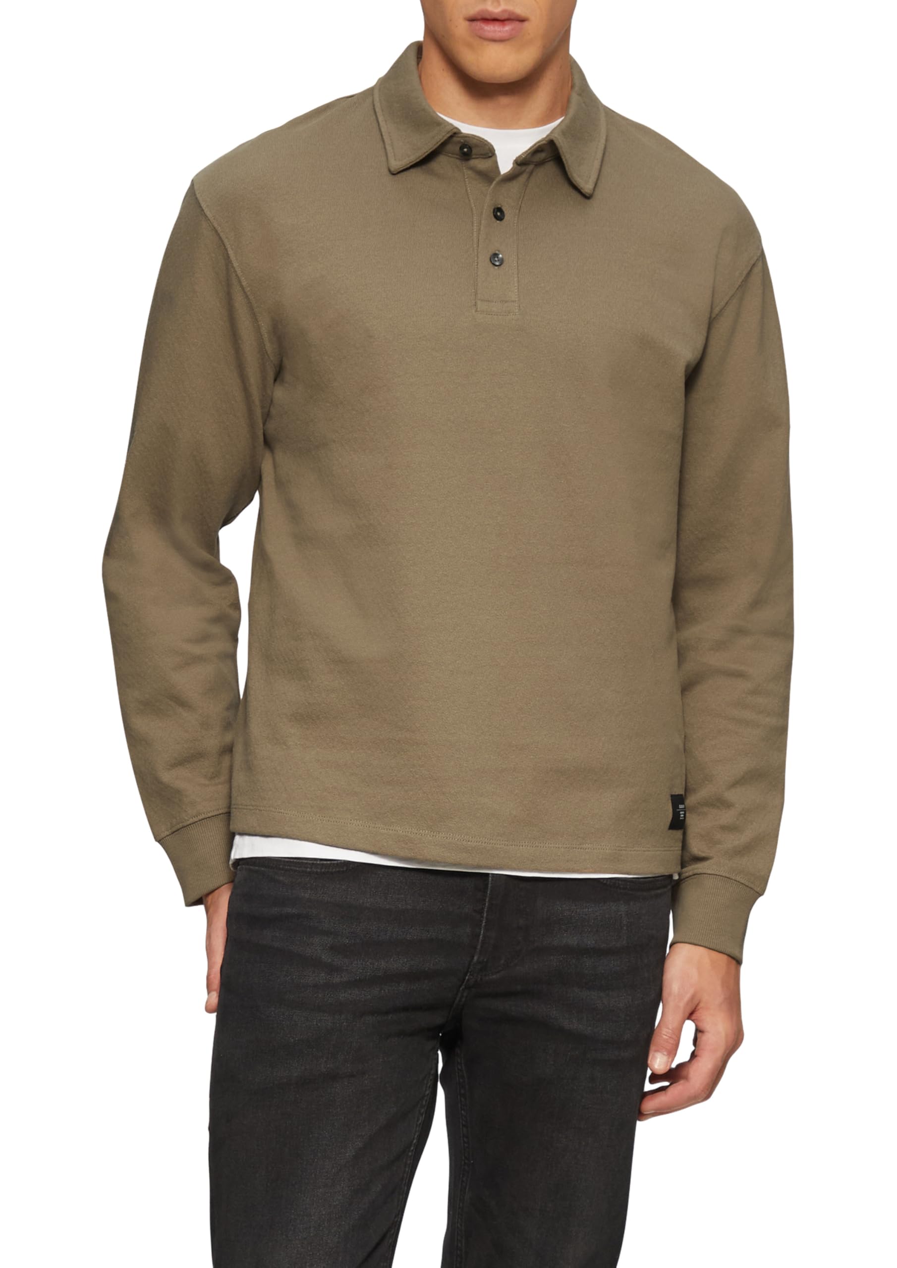 s.Oliver Long Sleeve Polo Shirt with Logo Patch, 8351, XL