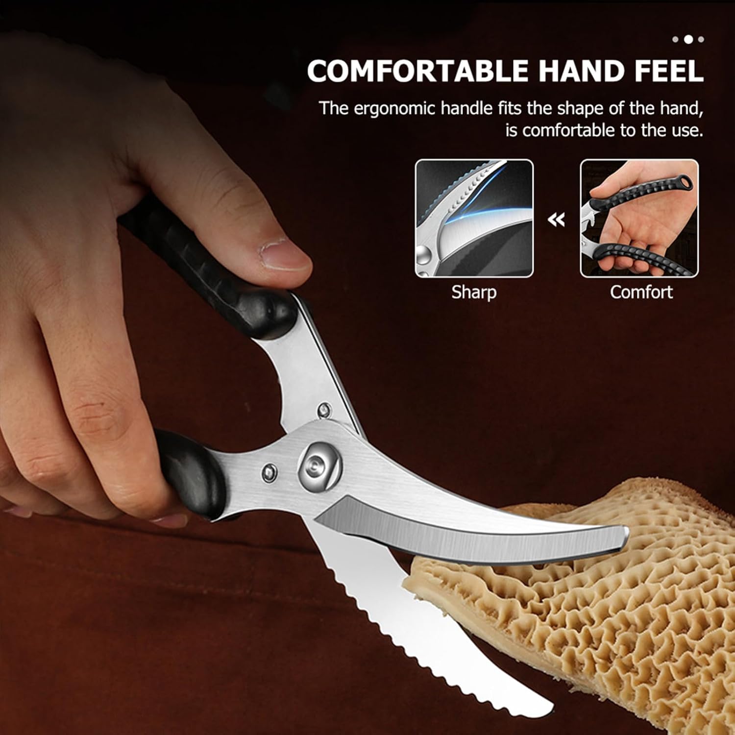 Professional Meat Cutting Chicken Scissors Stainless Steel Kitchen Shears Ergonomic Handle