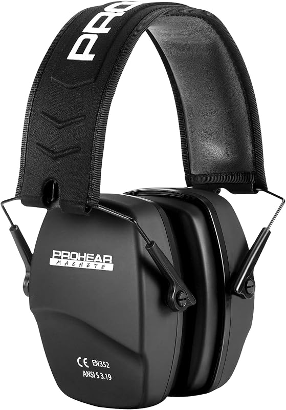 016 NRR 26dB Shooting Ear Protection, Slim Passive Earmuffs | Adjustable padded headband offers a secure fit; compact earcups suit gun ranges, hunting, workshops and yard work.